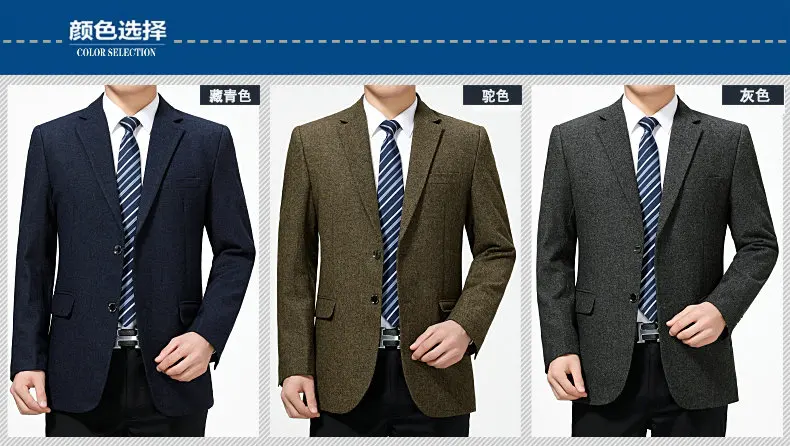 WAEOLSA Men Woollen Blends Blazers Camel Woll Suit Blazer Man Navy Blue Gray Blazer Male Business Outfits Blazer Hombre (2)