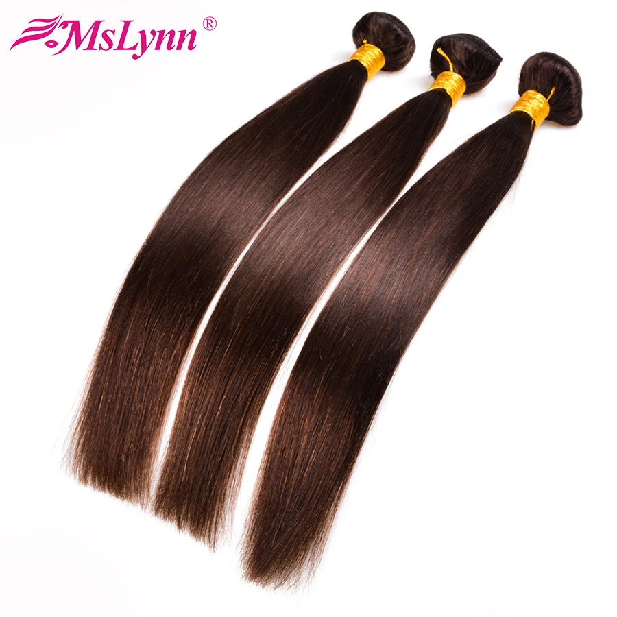 alt#2 Peruvian Straight Hair Bundles Dark Brown 100% Human Hair Bundles 4 Bundle Deals Mslynn Hair Non Remy Hair Weave Double Weft