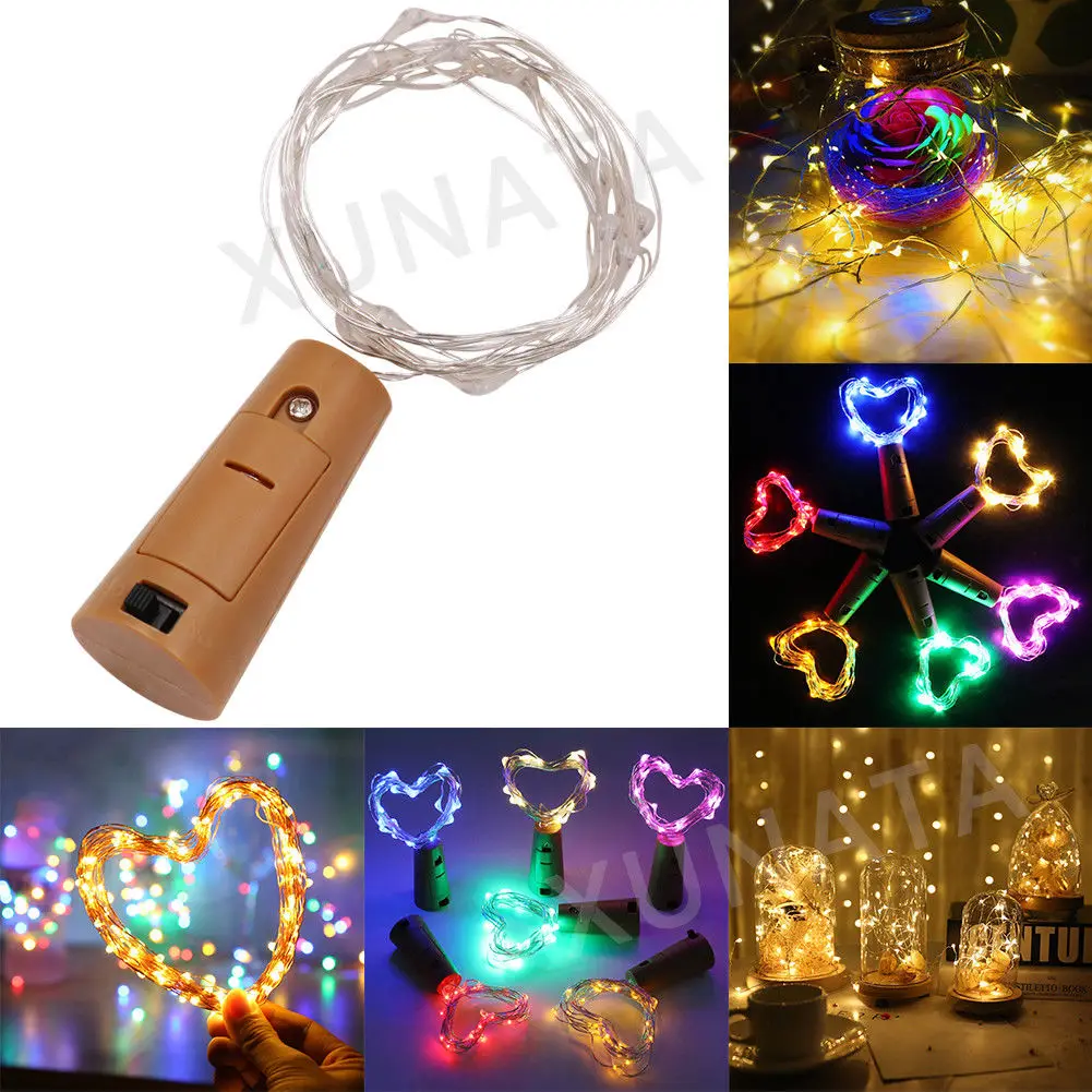 

10pcs 2m 20 LED String Light Copper Wire with Bottle Stopper Glass Craft Bottle Fairy Valentines Wedding Decoration Lamp Party
