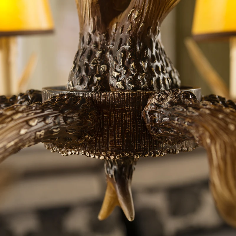 6 8 10 Lights Vintage Deer Chandelier Antlers Resin Chandeliers Candle Fixtures with Alphabet Cloth Lampshade Christmas Decor Lustres 9