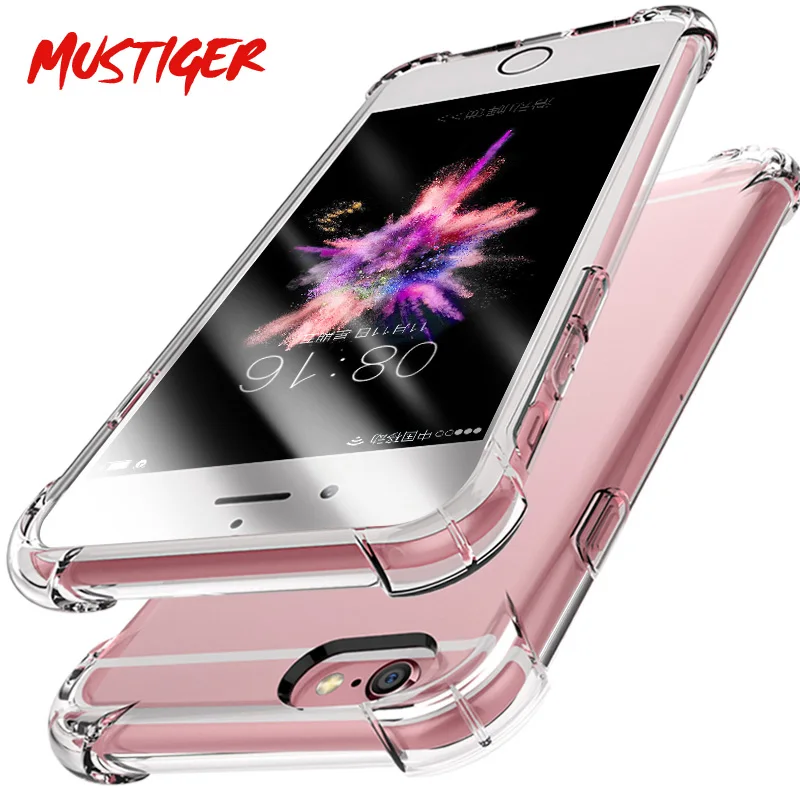 

MUSTIGER 360 Degree Airbag Soft Case for iPhone XS Max XR 7 8 Plus 6 6s X 7Plus Anti-Knock Clear Transparent Silicone Cover