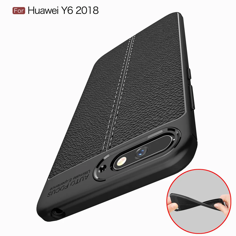 Lichee Texture Soft Silicone 5.7For Huawei Y6 2018 Case For Cell Phone Back Cover |