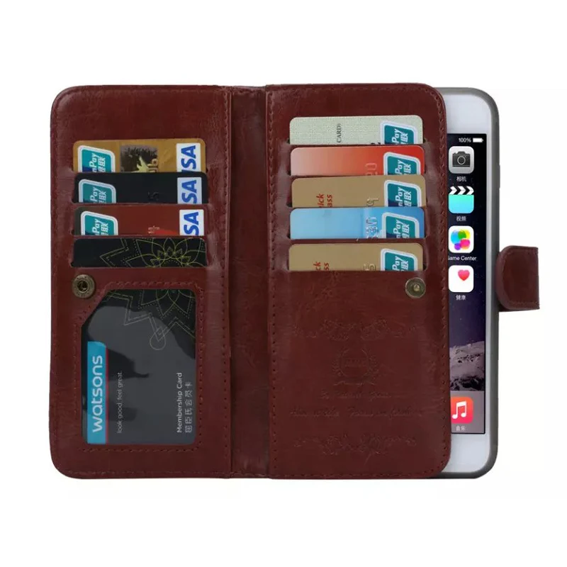 Coque чехол для iPhone 6 s Plus и кожаный деловых телефонов 9 держатель кредитных карт 2 в 1