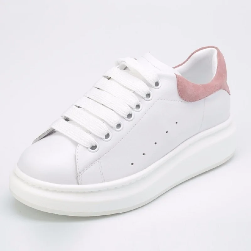 

Fashion unit genuine leather casual shoes spring autumn women's shoes lace casual shoes black white red Chaussures de sport