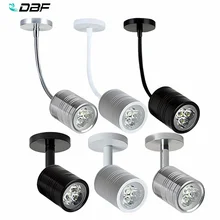 [DBF] черный/серебристый/белый корпус поверхностного монтажа вниз светильник 3 Вт 5 Вт Светодиодный точечный потолочный светильник изображение фоновая стена Мягкая трубка точечный светильник