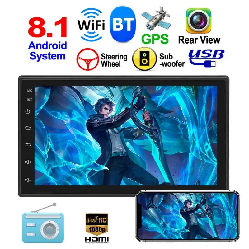 

Android 8.1 Car Stereo GPS Navigation Bluetooth WiFi USB Car Radio Receiver Build-In Bluetooth 4.0 Hands-Free Phone Book