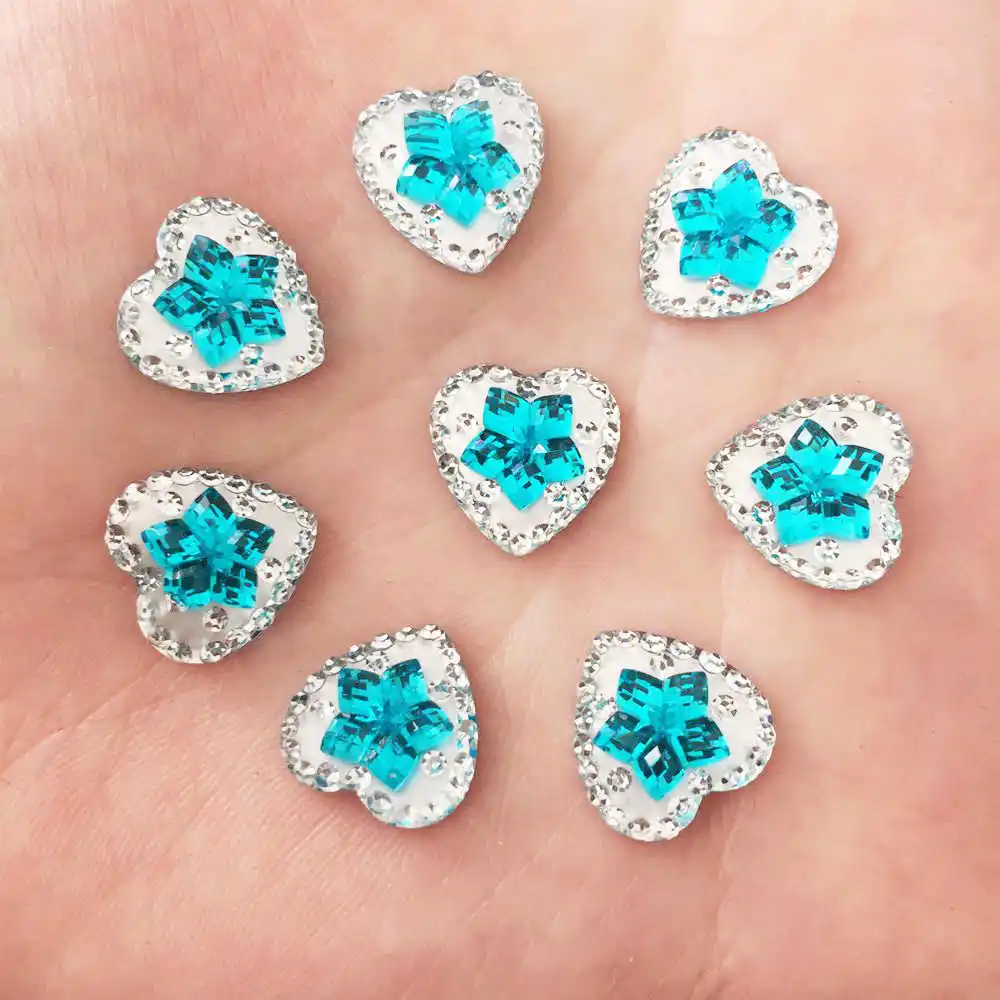 

NEW DIY 80PCS 12mm Resin Heart Rhinestone Flower Flatback Scrapbooking for Phone Wedding Decoration K343*2