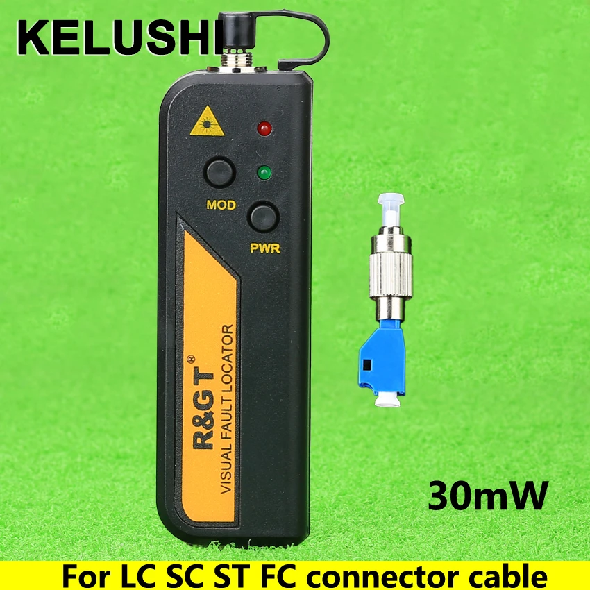 

KELUSHI 30mW Red Light Source Mini Visual Fault Locator Fiber Optic Cable Tester LC/FC/SC/ST Adapter Fiber Optical Cable CATV