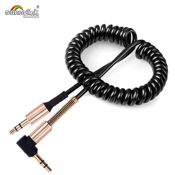 

3.5MM Jack Spring Car Audio Cable 1.8M Auxiliary Male to Male audio cable with 90 Angle Spring Head for Cars/Computer/Earphones