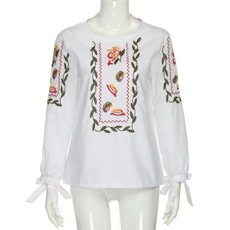 CHAMSGEND Мода Стиль 2018 blusas feminina блузка Для женщин цветочный цветок вышивка бантом