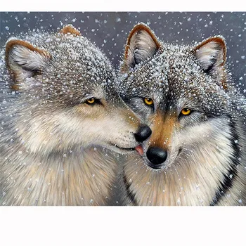 

5D Diy diamond painting full square drill rhinestone mozaik puzzle wolf kiss Diamond embroidery wedding decorationBK-4356