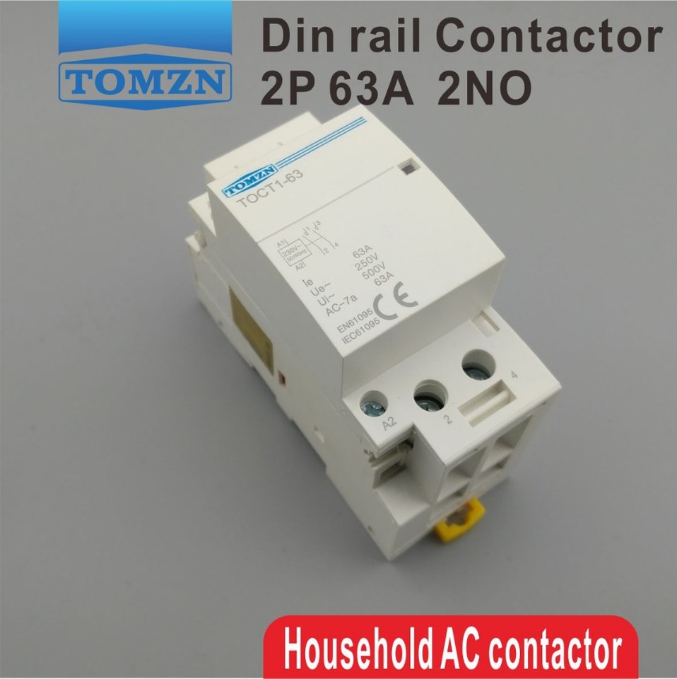 TOCT1 2P 63A 220V/230V 50/60HZ Din rail Household ac Modular contactor  2NO 2NC or 1NO 1NC