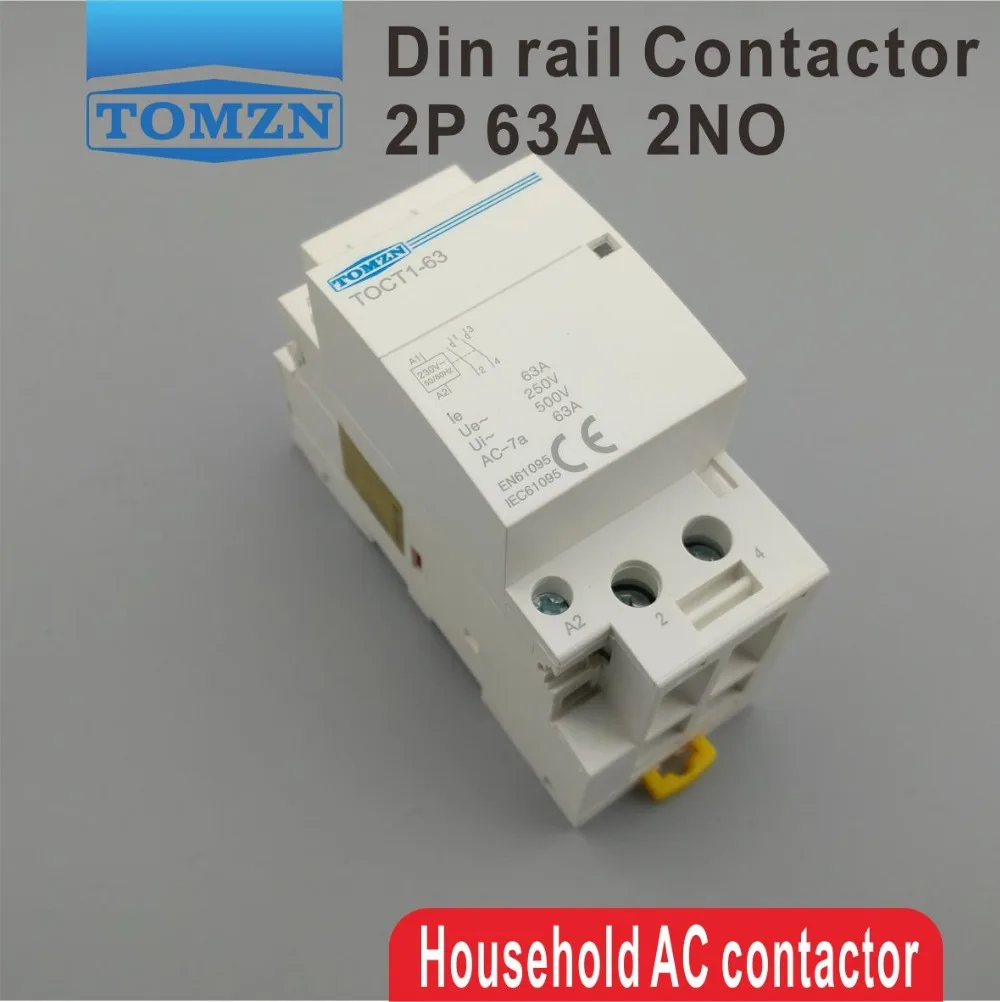 TOCT1 2P 63A 220 В/230 В 50/60 Гц din рейка бытовой ac модульный контактор 2NO 2NC или 1NO 1NC|modular