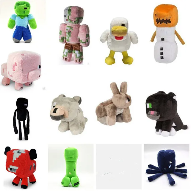 Cartoon Minecraft Soft Plush Stuffed Dolls Toys JJ Enderman Wolf Steve Zombie Spider Sketelon 16-32cm Kids Action Figure Toys Cartoon Minecraft Soft Plush Stuffed Dolls Toys JJ Enderman Wolf Steve Zombie Spider Sketelon 16-32cm Kids Action Figure Toys