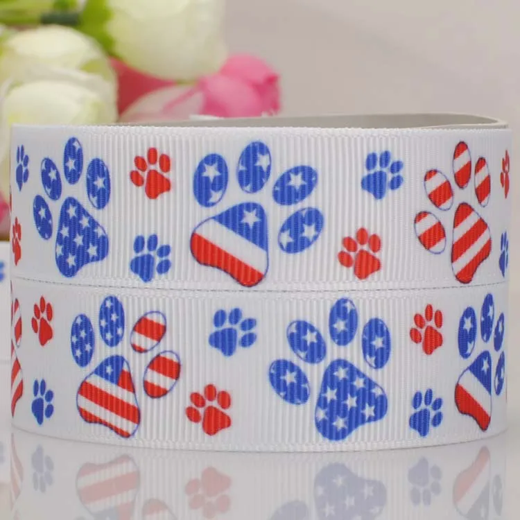Лента в рубчик с рисунком собачьей лапы 7/8 дюйма 22 мм|grosgrain cartoon ribbon|ribbon printedribbon free