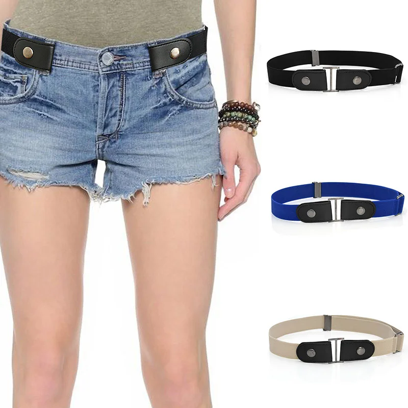 

Ladies Dress Wild Belt Elastic Waist Belt For Women Jean Pants Buckle-Free Belt Solid Stretch Adjustable No Buckle Waistband