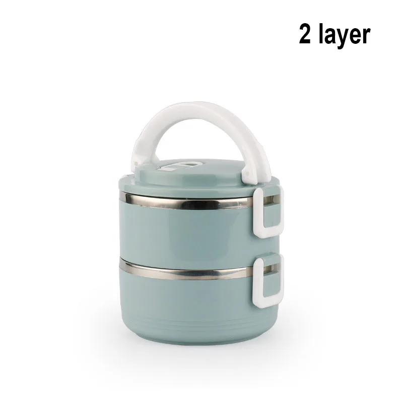 2 layer blue Нержавеющая сталь сохранение тепла Ланч-бокс 1 шт. для взрослых бизнес Bento box контейнер для еды для детей портативный для пикника школы - Цвет: 2 layer blue
