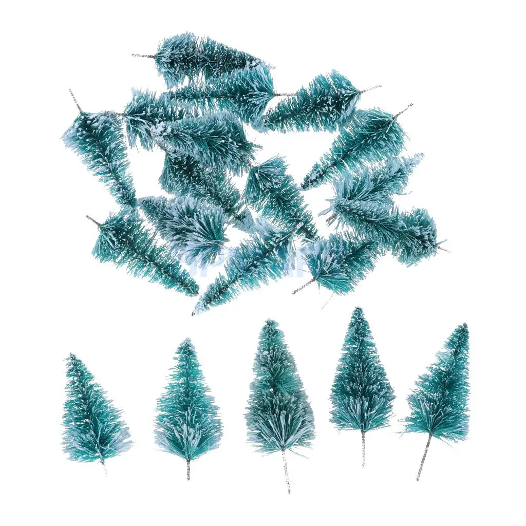 20pcs Set 6.5cm Iron Wire Christmas Tree Model for Dolls House Xmas Decor Colorful Life Scenes Kids Birthday Gift