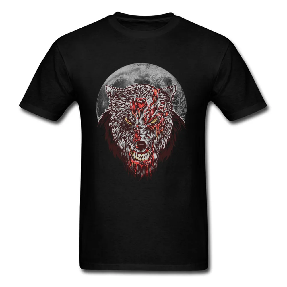 Zombie Wolf O-Neck Tshirts Father Day Tops T Shirt Short Sleeve Cute All Cotton Simple Style T-shirts Slim Fit Men Zombie Wolf black