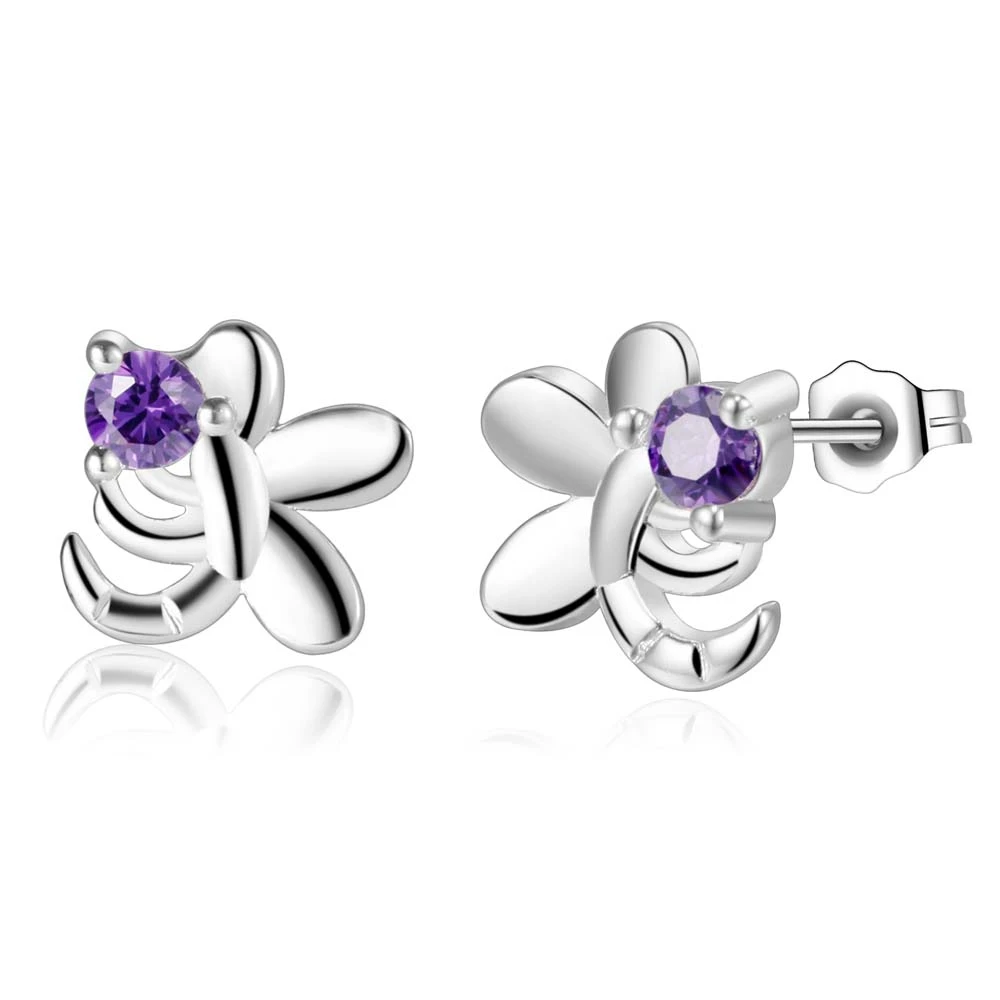

cute fashion purple zircon high quality Silver Earrings for women fashion jewelry earrings /BVHEMWXK CKNBPHTJ
