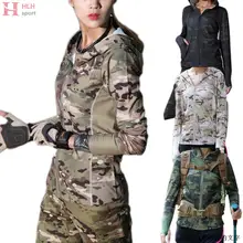 Для женщин камуфляжная футболка с длинными рукавами с капюшоном футболка урбанистический камуфляж горный бег Уличный спорт толстовка быстросохнущая пальто