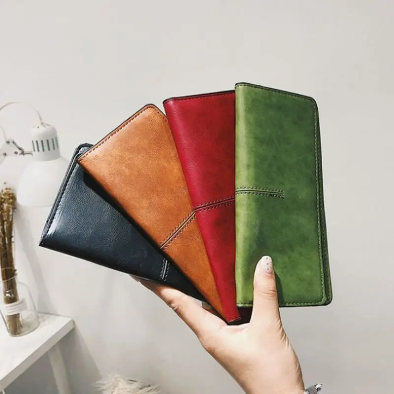 

2019 Vintage Wallet For Women Phone Pocket Clutch Bag Leather Wallet Card Holder Long Ladies Purse Portefeuille Coin Pocket