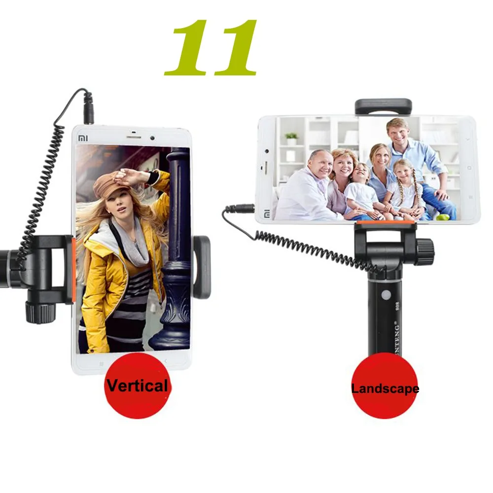 Yunteng 808 мини проводной кабель Выдвижная Selfie stick полюс монопод для IOS Android для iPhone 6 6S 5S Samsung HTC Huawei смартфон