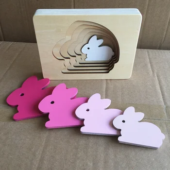 

Animal Carton Rabbit/Bird/Whale Puzzle Multilayer Jigsaw Baby Wooden Toys Child Early Enlightenment Grab Educational Gift