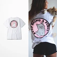 New Arrival Pink Cat Print T-Shirt Black Brand Women Fashion Hip Hop Style Cotton Tee Shirt Men Funny Luxury In Plus Size 4XL