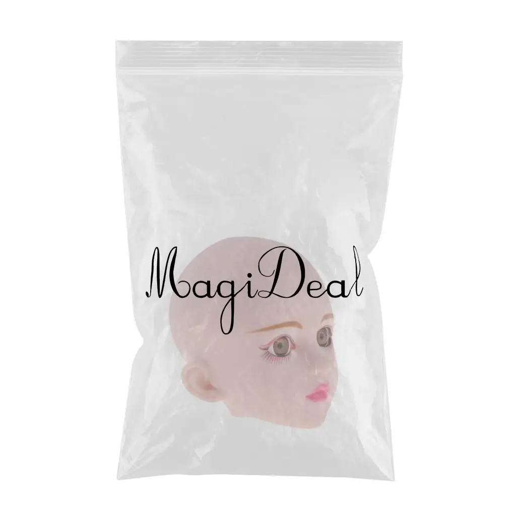 1/4 Female Doll Head w/ Brown Eyes for BJD DIY Part Accs