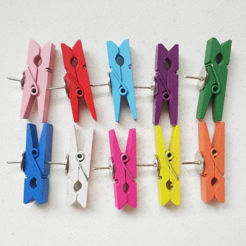 Wholesale Very Small Mine Size 25mm Mini Natural Wooden Clips For Photo