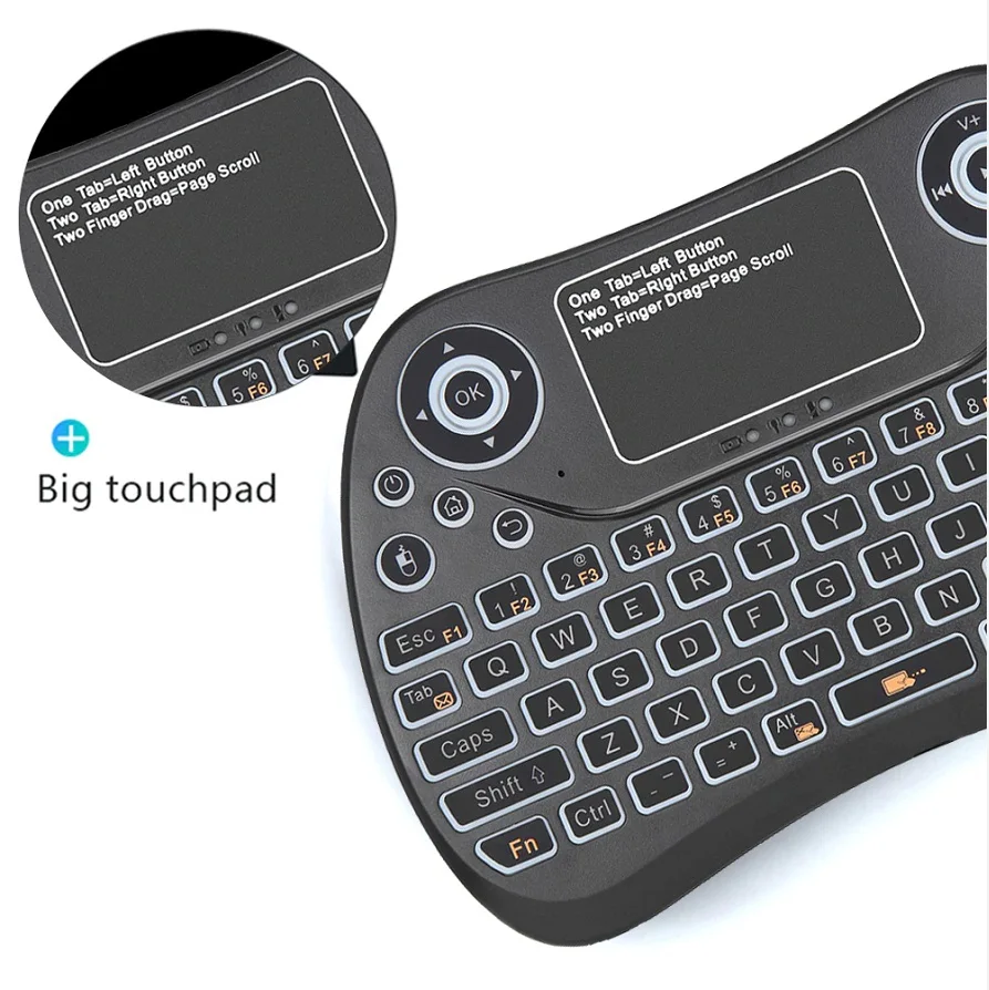 I8 1020 мАч 7 цветов подсветка 2 4G Air Mouse беспроводная клавиатура с тачпадом ручная для