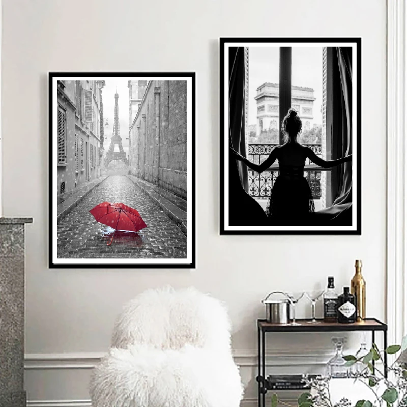 Girl in Paris Print Wall Art Decor