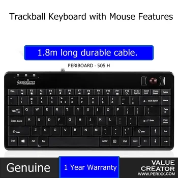 

PERIBOARD-505 H PLUS Mini Compact Design USB Wired Trackball Keyboard US Key Layout