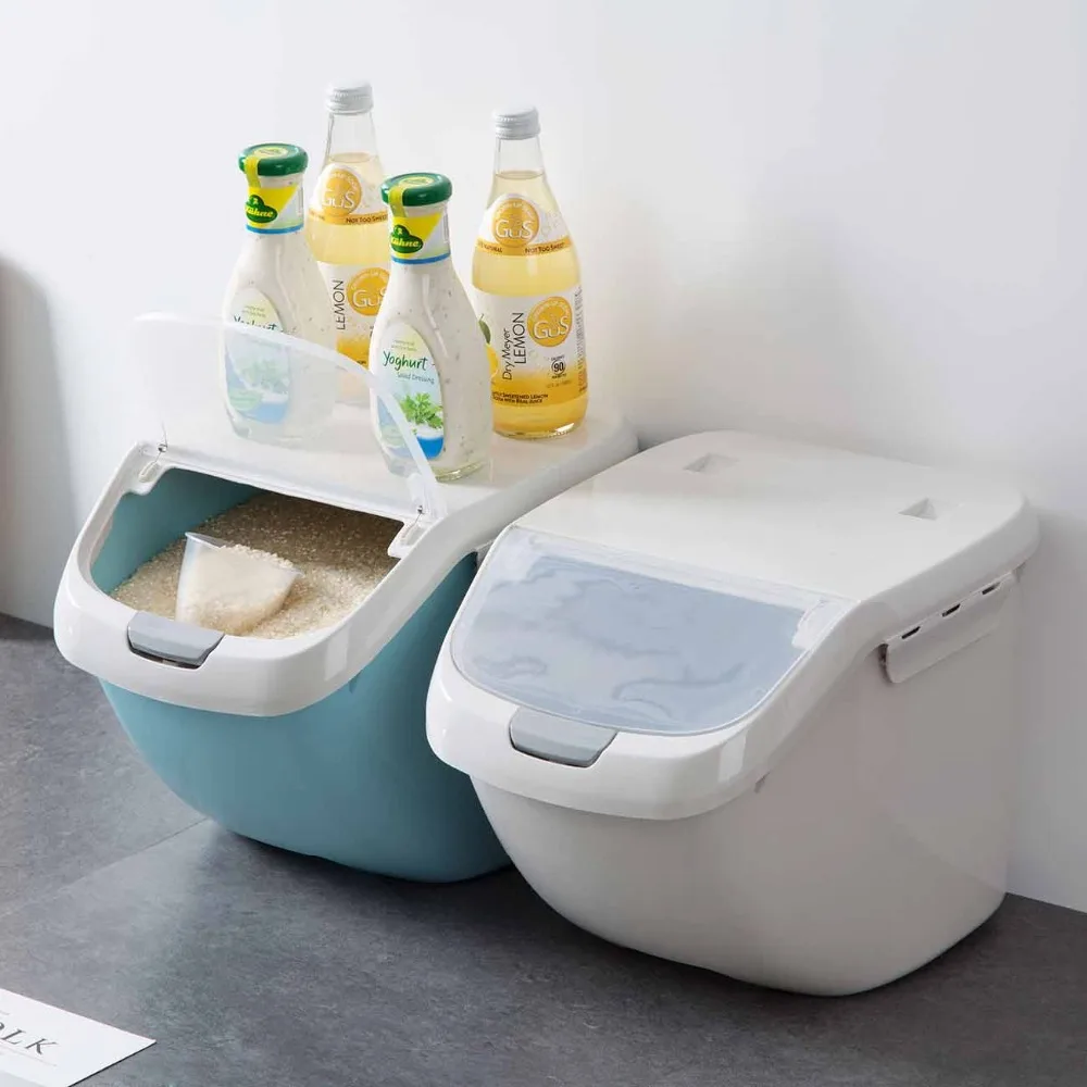 

OTHERHOUSE Rice Container Kitchen Food Rice Storage Box Flour Grain Cereal Container Dust-Proof Kitchen Organizer Automatic Lid