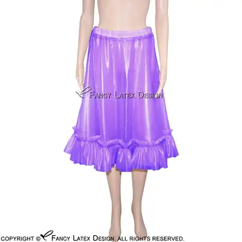 

Transparent Purple Sexy Latex Skirts With Frills Short Rubber Skirt DQ-0004