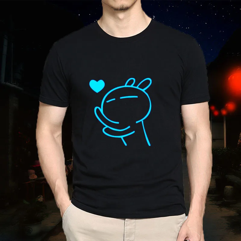 Хлопок Дети/мужские летние флуоресцентные аниме кролик тузки футболка мужские светящиеся в темноте фитнес футболки с коротким рукавом S-5XL