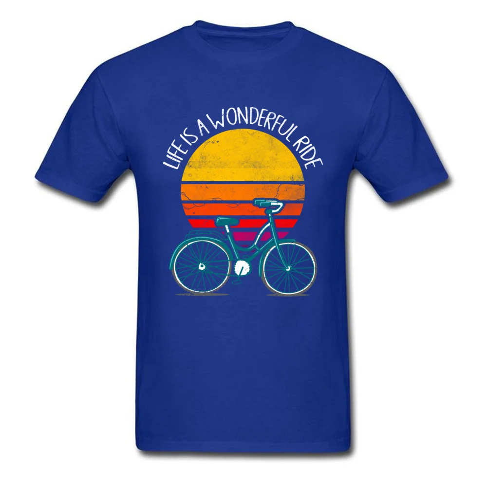 Europe Cool Labor Day 100% Cotton Round Collar Men Tops Shirts Party Tshirts Fashion Short Sleeve T-shirts Top Quality LIFE IS A WONDERFUL RIDE   cool vintage design bicycle shirt blue