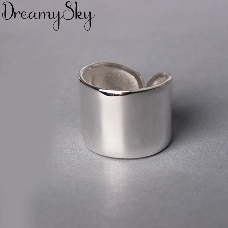 

New Arrivals 925 Sterling Silver Large Smooth Rings For Women Trendy Adjustable Size Ring Lady Statement Jewelry High Quality
