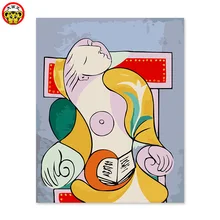 Картина по номерам художественная краска по номерам цифровая картина маслом Пикассо читать женщину, сидящую в кресле синие красные картины по