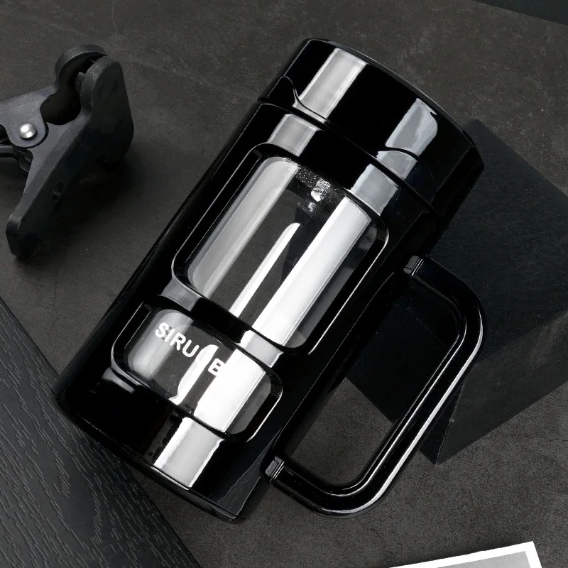 420ML Glass Water Bottle With Handgrip Business Office Drink Bottle