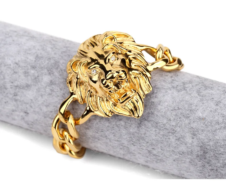 Новинка, Модный высококачественный золотой браслет с головой льва, браслет в стиле хип-хоп, ювелирные изделия