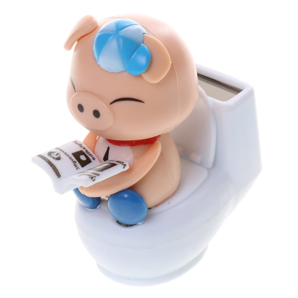 かわいいソーラーへまヘッド豚座りでトイレおもちゃの家の車の装飾オフィスショップ 収入 Figurines Miniatures Aliexpress