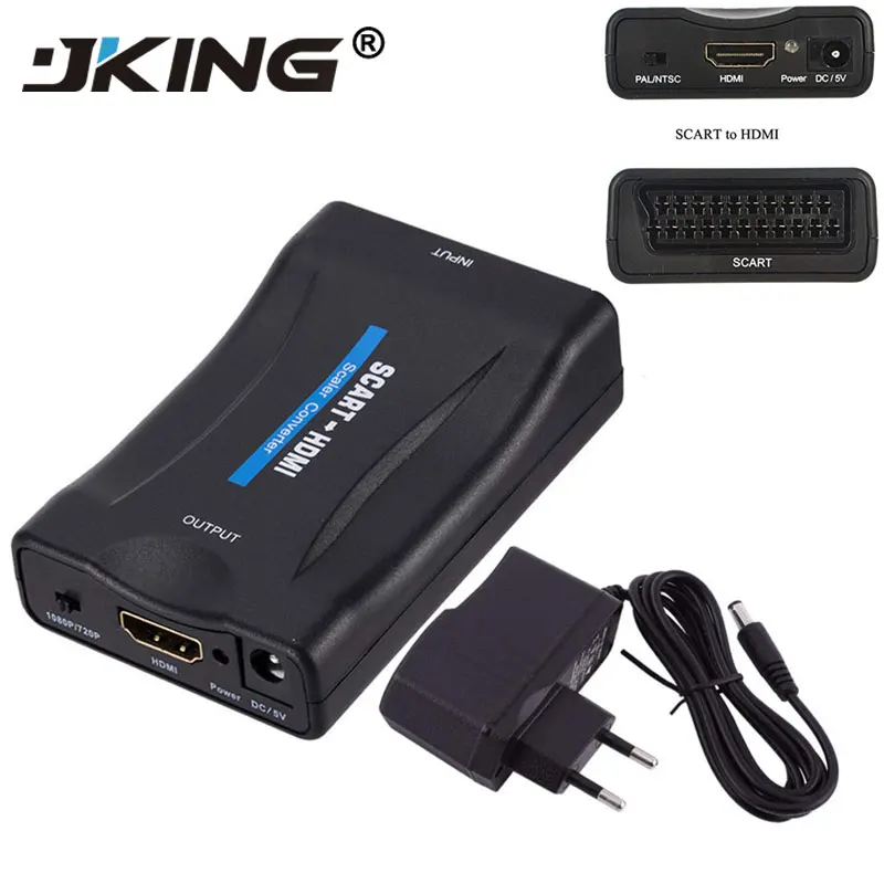 

JKING 1080P SCART To HDMI Converter Video Audio Signal Adapter HD With Charging Adapter