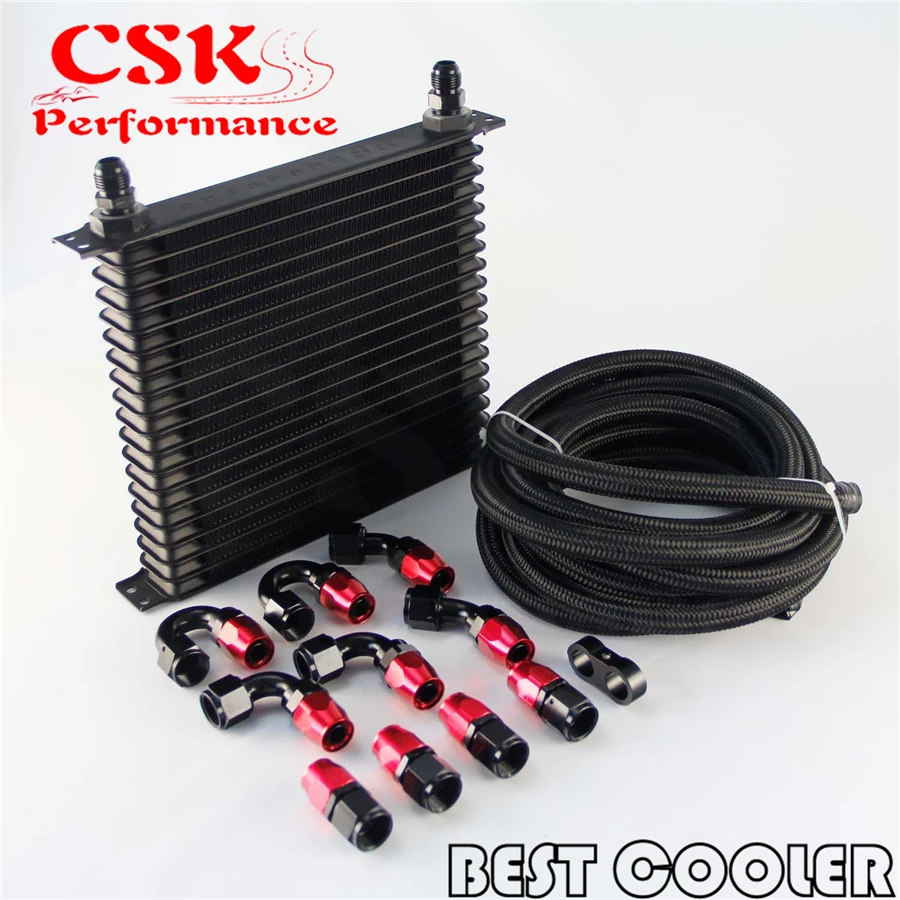 

19 Row Trust AN10 Engine Oil Cooler + 5M AN10 Oil Line w/ Hose Fittings Kit