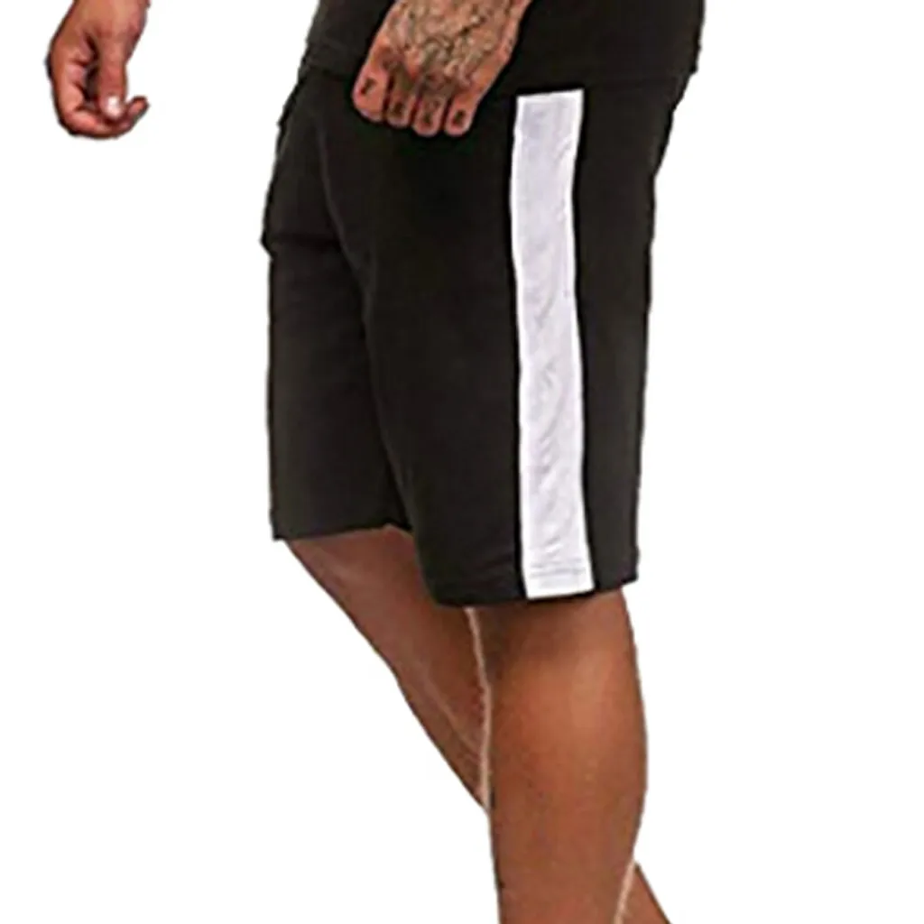 Мужские летние полосатые цветные шорты с короткими рукавами для отдыха спортивные тонкие комплекты мужские 2019 повседневные футболки 7,5
