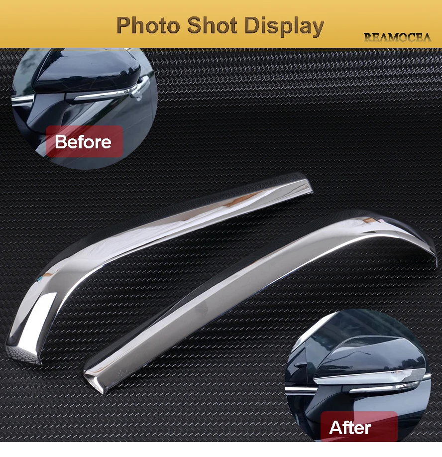 Reamocea ABS Chrome Silver Outside Door Rearview Side Mirror Cover Trim Strip Trims For Toyota Camry 2018 Car Styling Sticker (9)