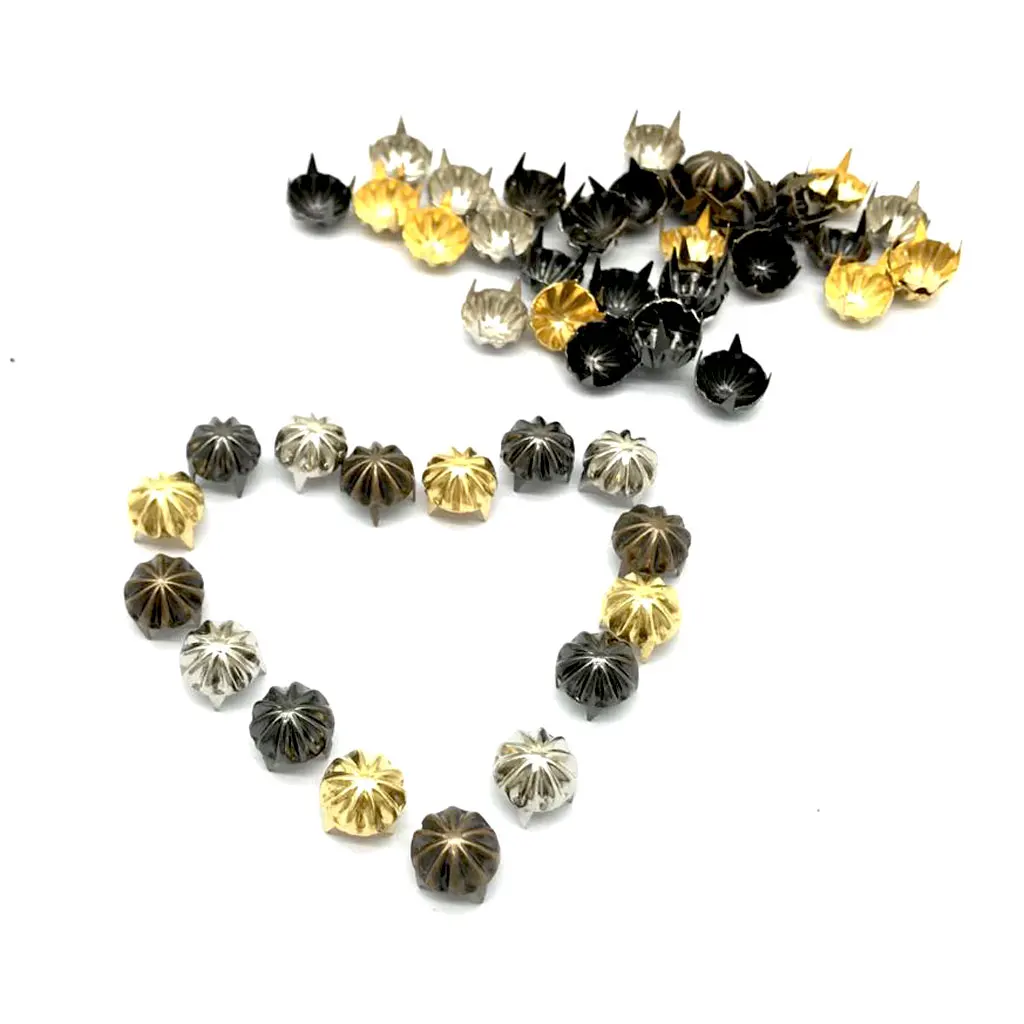 50pcs Metal Pumpkin Studs Claw Rivet Leathercraft Punk for Bags Jeans Belt Decoration