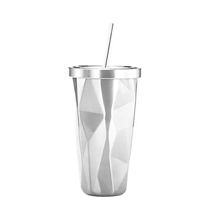 

Geometry Metal Glitter Insulated Business Water Bottle With Straw Coffee Mug Tea Cup Caneca Tumbler Double Wall Vacuum Driware