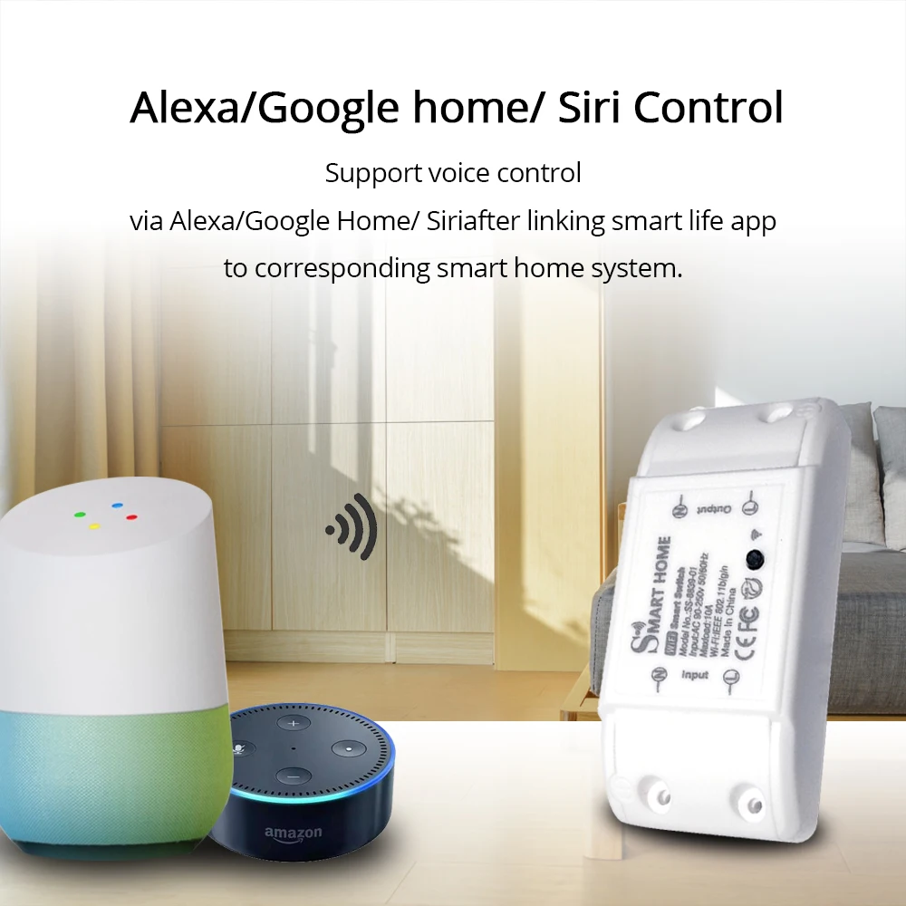 Умный дом Wifi переключатель голосового управления от Alexa Siri DIY модули таймера управления ВКЛ и ВЫКЛ костюм для лампы вентилятор ТВ и т. Д